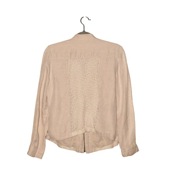 CHICO'S $129 Beige Linen Blend Lace Inset Zip Jacket Chico's 0 / US Small - Picture 2 of 4